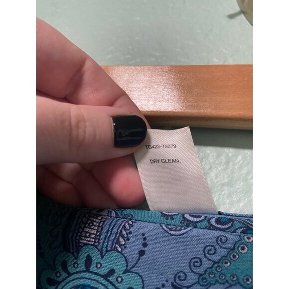 Pendleton Women's Blue and‎ Teal Patterned Floral Silk Wool Blend Dress Size 14 - Picture 8 of 10